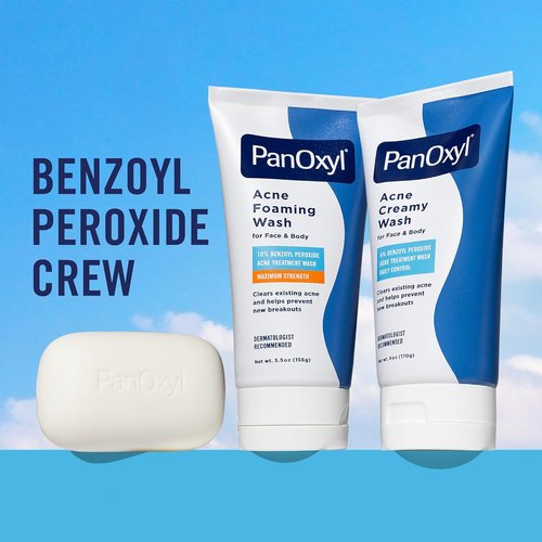 PanOxyl Acne Creamy Wash - 4% Benzoyl Peroxide Treatment for Clear Skin | 6 Ounces