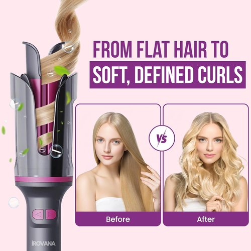 CurlX Pro Automatic Curling Iron - Ceramic Large Barrel with Ionic Technology & 6 Heat Settings