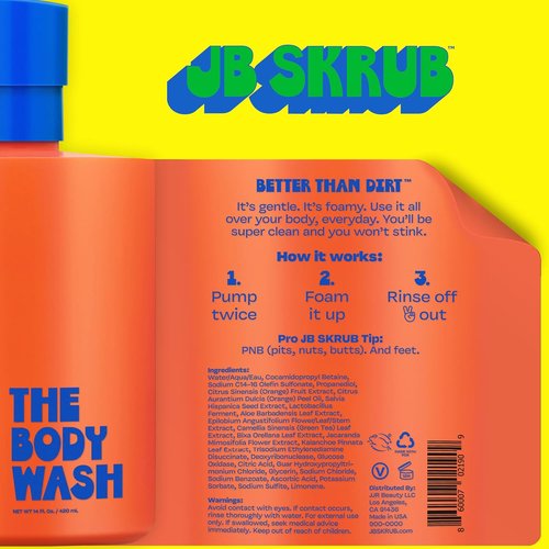 JB SKRUB Boys Body Wash - pH-Balanced Citrus Foaming Wash for Kids & Teens | 14 oz, No Harsh Ingredients