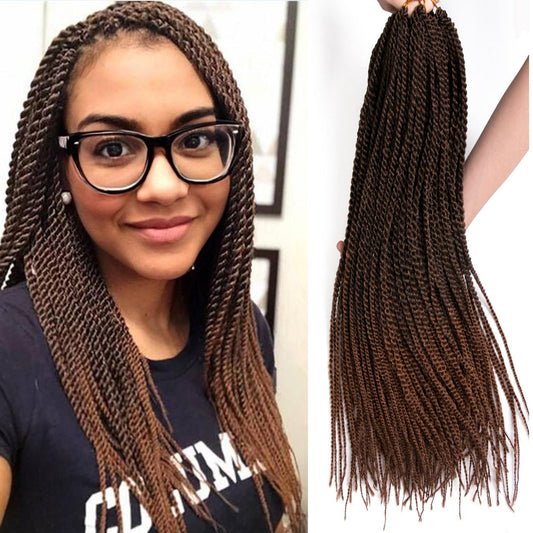 BEFUNNY Senegalese Twist Crochet Hair-8 Packs 18 Inch Two Tone Senegalese Twist Crochet Braids For Women Human Hair,Black/Brown Pre Looped Crochet Braids, Synthetic Twist Crochet Hair (18in,T1B/30#)