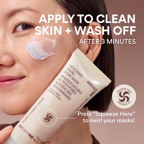 innisfree Volcanic Swirl Pore Clay Mask, 2-in-1 Korean Skincare for Exfoliating & Hydrating, For Oily & Dry Skin