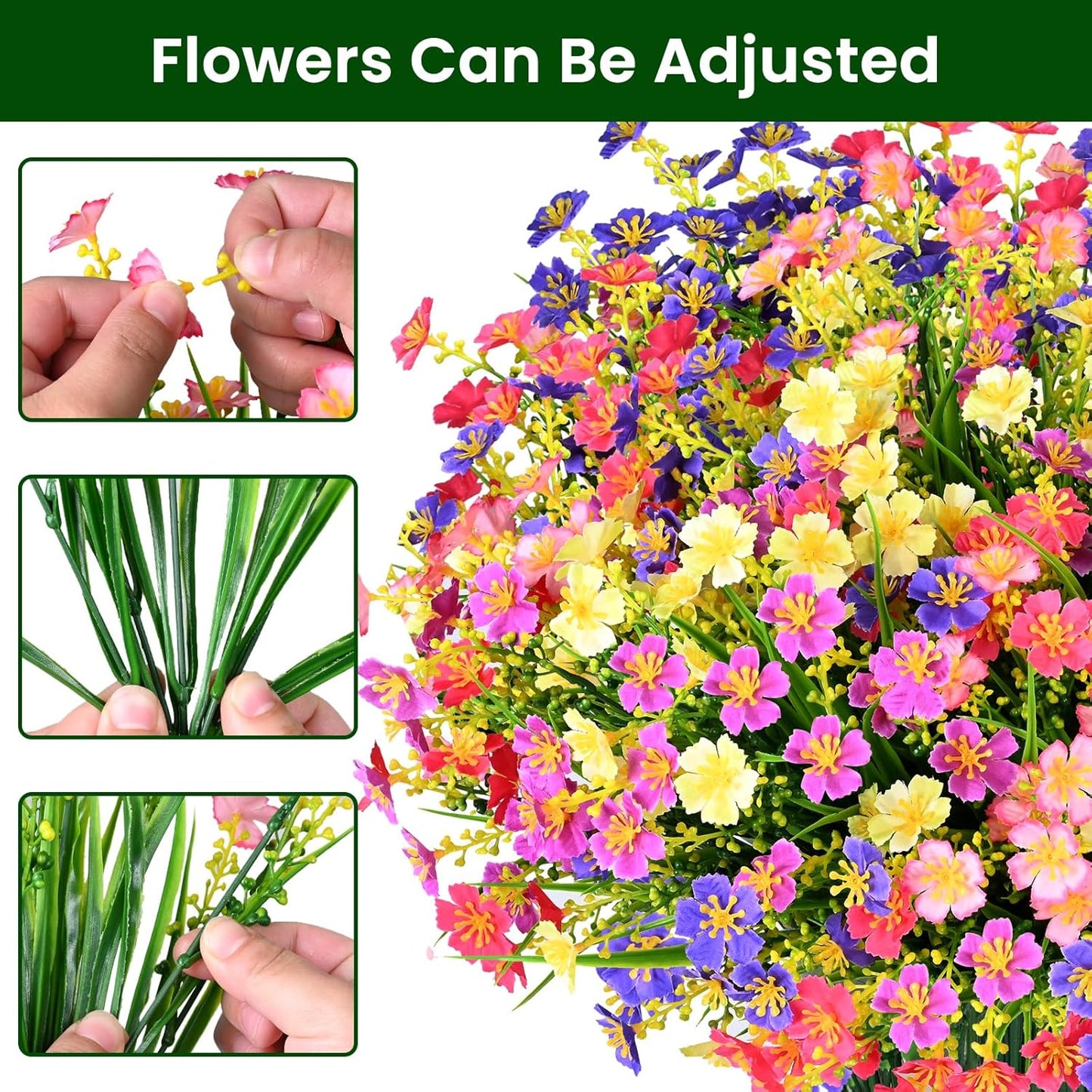 Trytuny 10 PCS UV Resistant Artificial Flowers | Faux Plants for Outdoor Home Garden Decor