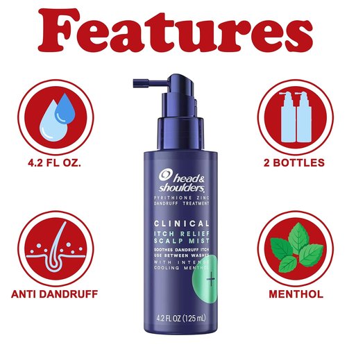 Head & Shoulders Itch Relief Scalp Mist Spray - Leave-In Dandruff Treatment for Dry, Itchy Scalp | 4.2 oz, Pack of 2