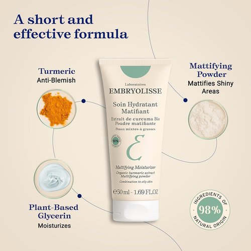 Embryolisse Mattifying Moisturizer - Oil-Control Face Cream with Organic Turmeric Extract | 1.69 Fl Oz