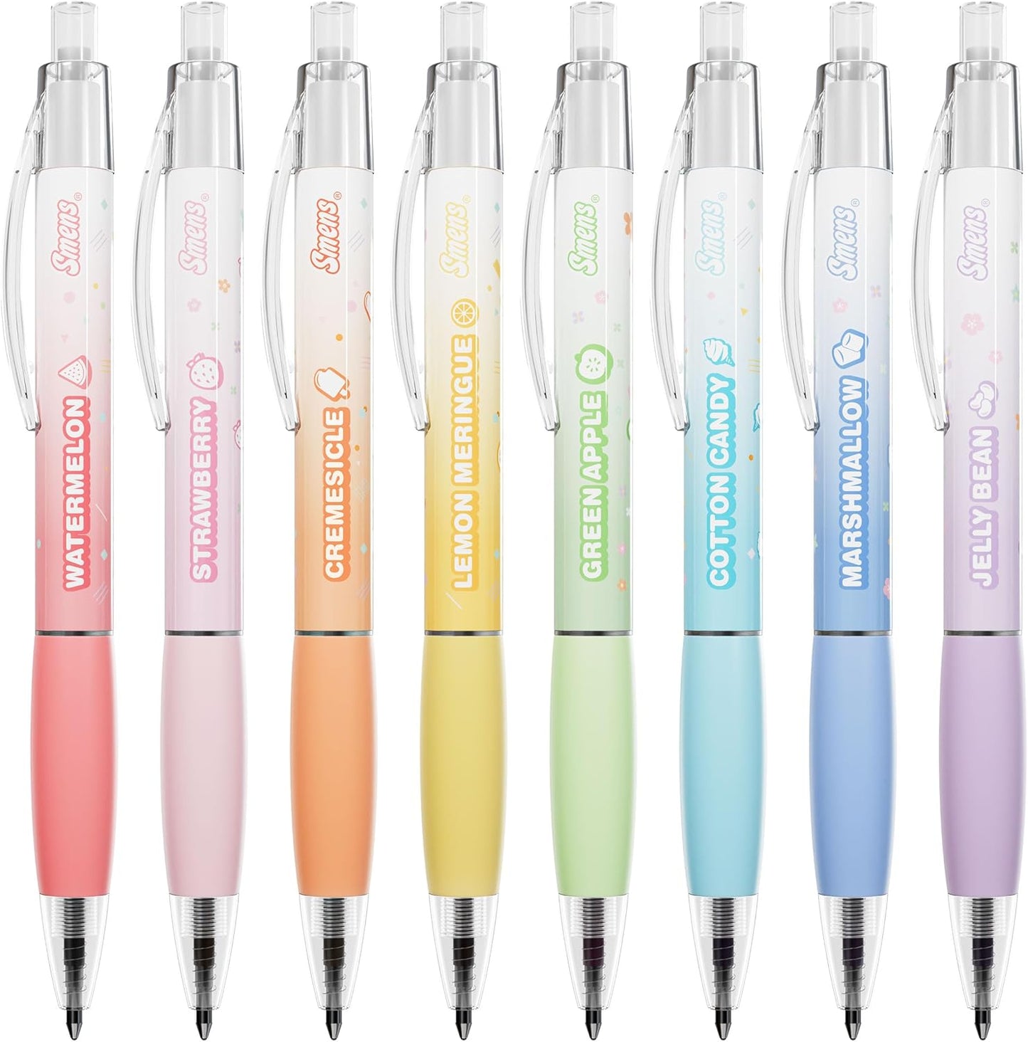 Simply Delightful Smens - Patented Gourmet Scented Black Gel Ink Pens, Medium Point, 8 Count - Fun, Cute, Cool, Smelly Pens for Kids
