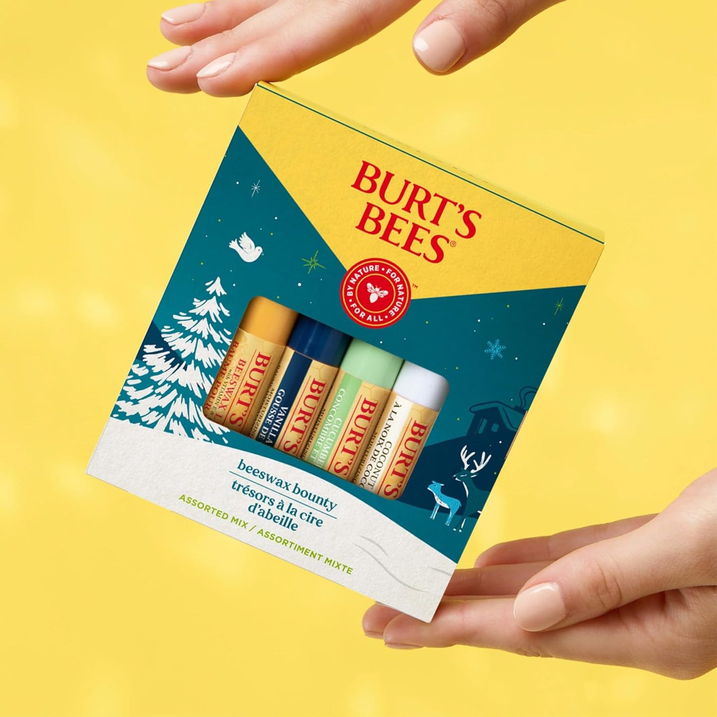 Burt's Bees Lip Balm Set - Assorted Classic Flavors: Beeswax, Vanilla, Cucumber Mint & Coconut Pear (Pack of 4)