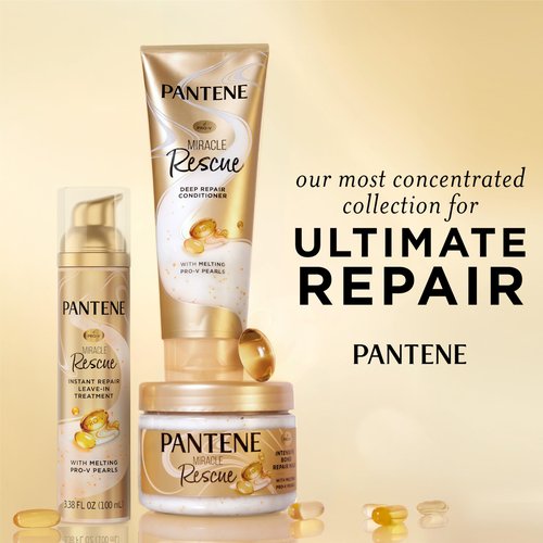 Pantene Miracle Rescue Leave-In Treatment with Pro-V Pearls, Instant Damage Repair, 3.38 oz