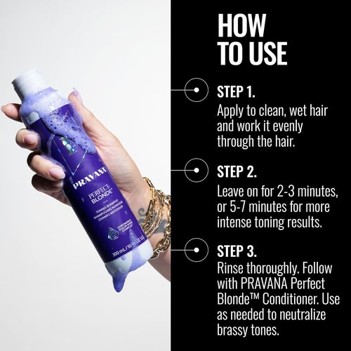 Pravana The Perfect Blonde Purple Toning Shampoo - Neutralizes Brassiness & Enhances Shine | Vegan & Sulfate-Free