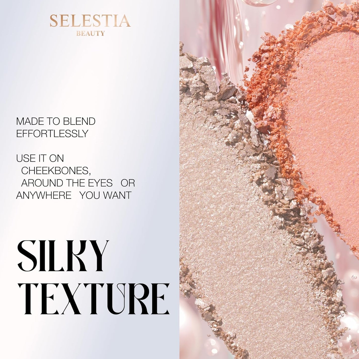 SELESTIA BEAUTY Powder Highlighter – Divine V | Radiant Glow for All Skin Tones, 0.53 oz