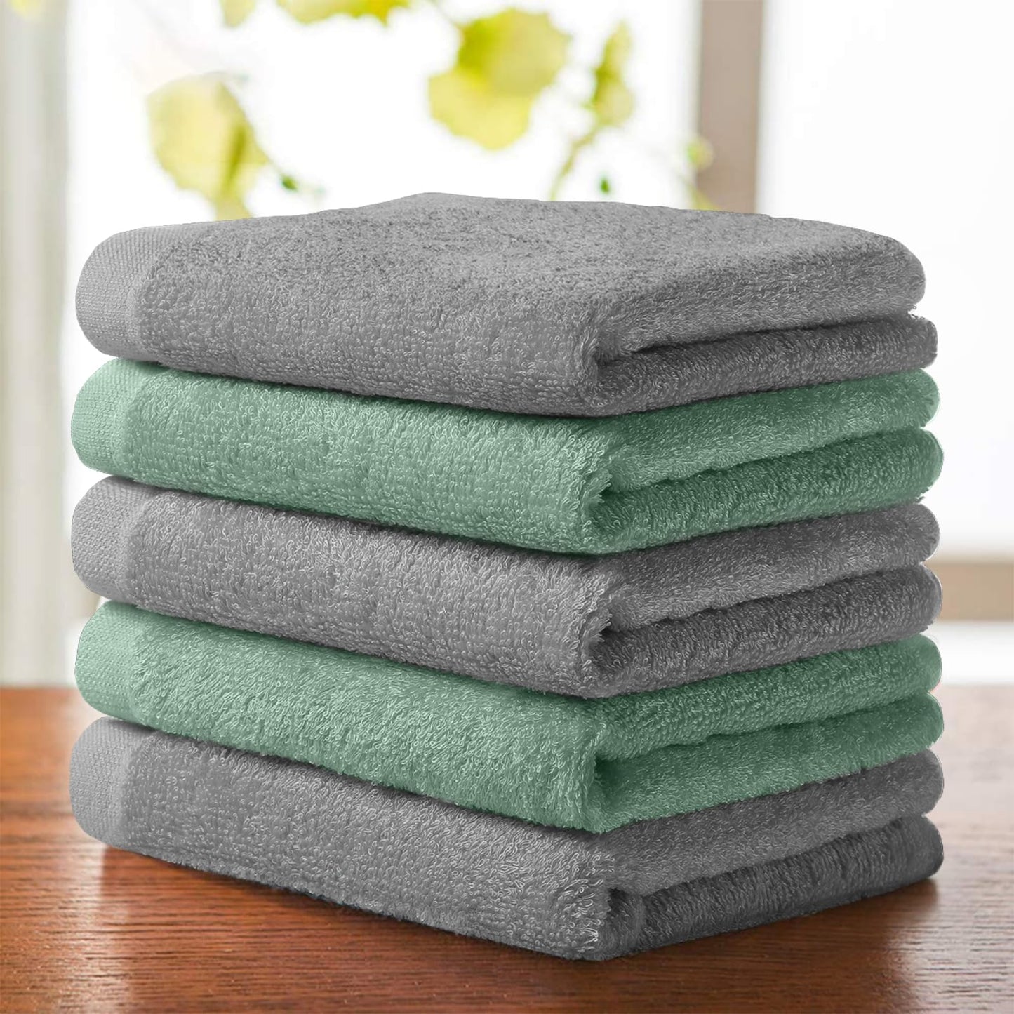 Yoofoss Luxury Washcloths Towel Set 10 Pack Baby Wash Cloth for Bathroom-Hotel-Spa-Kitchen Multi-Purpose Fingertip Towels and Face Cloths 10''x10''