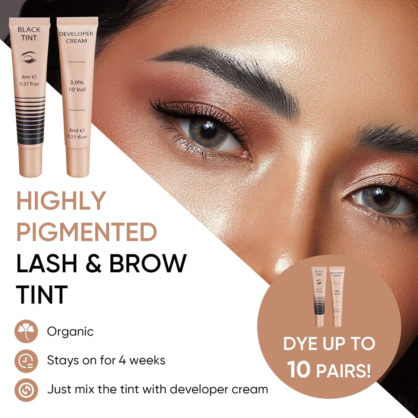 Skiennix Instant Black Eyelash Color Kit - Easy Application for Natural Results | 8ml Size