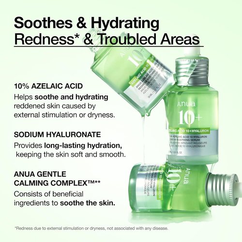 Anua Azelaic Acid 10% Serum - Redness Soothing Facial Serum for Blemish-Prone Skin | 1.01 fl oz