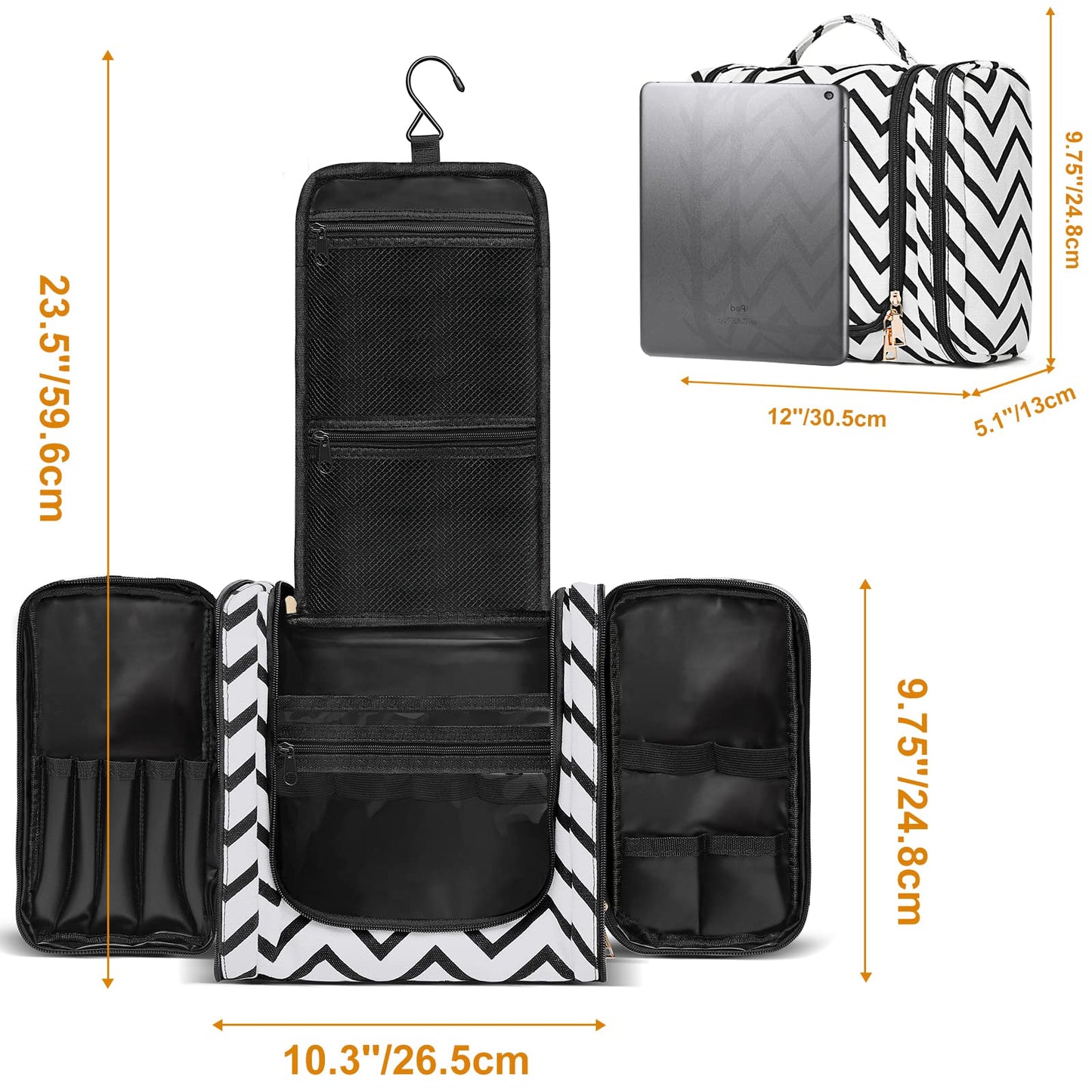 Toiletry Bag for Women, Water-Resistant Travel Makeup Organizer with Hanging Hook- Large Travel Toiletry Bag, Makeup Bag for Cosmetic, Full Size Containers, Brushes, Portable Shower Bag Christmas Gift