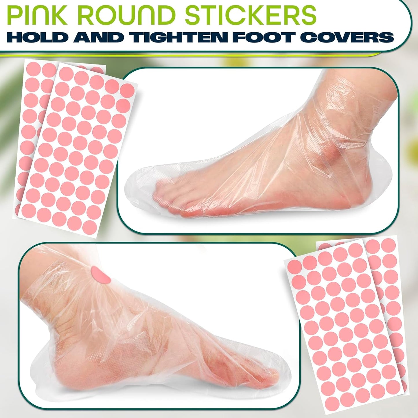Skiennix Plastic Foot Covers - 200 Pcs Leak-Proof, Durable Anti-Slip Design | Moisturizing Socks for Foot Care