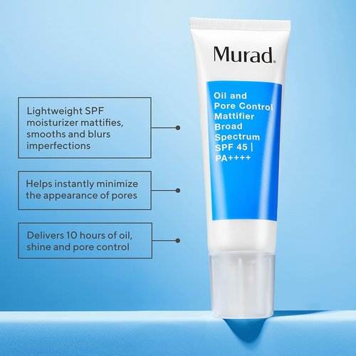 Murad Oil & Pore Reducing Facial Moisturizer - Acne Control Mattifier with SPF 45 | Lightweight Formula