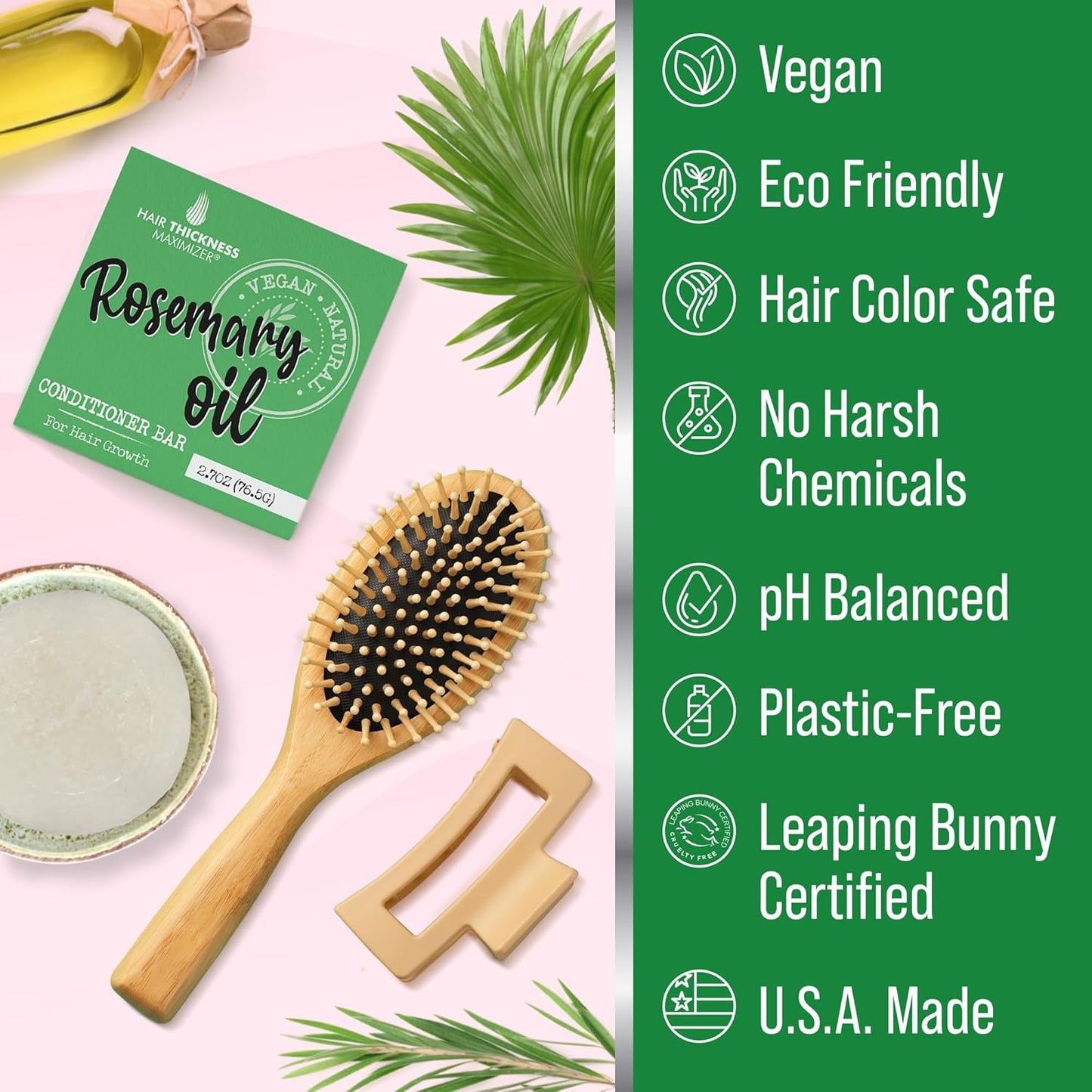 Skiennix Rosemary Oil Conditioner Bar - Eco-Friendly, Vegan Hair Growth Solution | 3 Liquid Bottles Equivalent