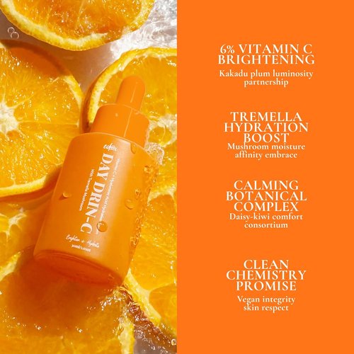 DAY DRIN-C Face Hydration Serum - 2 in 1 Formula with Vitamin C & Hyaluronic Acid, 1.01 oz