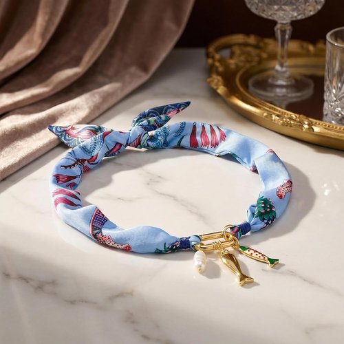 CLASSYZINT Scarf Necklace - Heart Charms & Shell Design | Stylish Statement Choker Jewelry