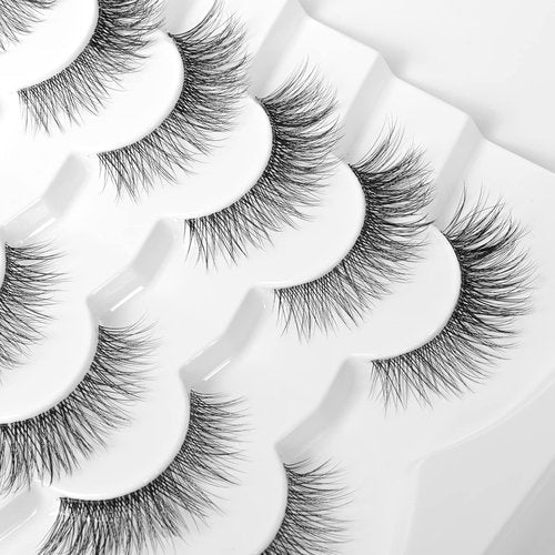 False Eyelashes Cat Eye Fluffy Wispy Faux Mink Lashes 7 Pairs Dramatic Volume Jiocolor Eyelash Pack DJ-41