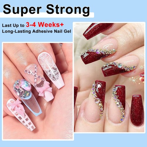 MUSILAN Nail Rhinestone Glue,Super Strong Rhinestones Gel Nail Glue for 3D Nails Beads Stickers Stones Crystals Diamond Art Jewels 3D Decorations Tools,Cured Need