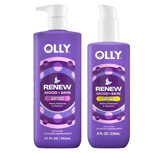 OLLY Renew Body Care Bundle | Nourishing Body Wash (17oz) + Lotion-Serum (8oz) with Vitamin D & Retinol