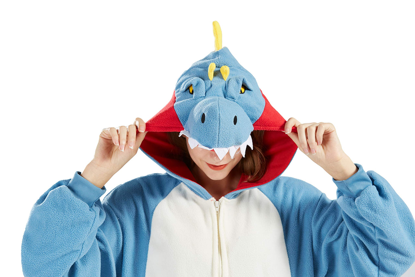 DarkCom Unisex Adult Animal Sleepwear Onesie Christmas Pajamas Cosplay Tyrannosaurus Homewear One Piece Unisex Sleepwear Small