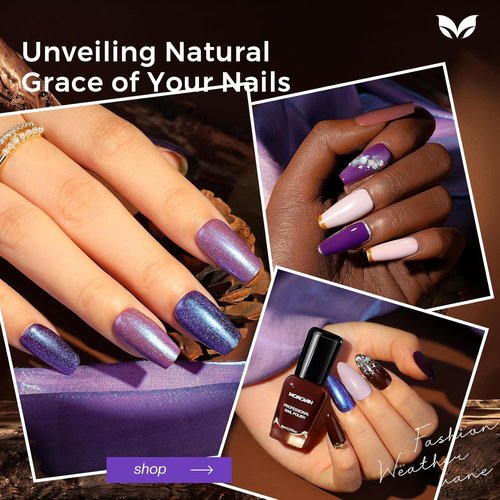Morovan Purple Nail Polish Set - Quick Dry Brown Nude Glitter & Dark Purple Shimmer | Perfect Gift for Nail Art Lovers