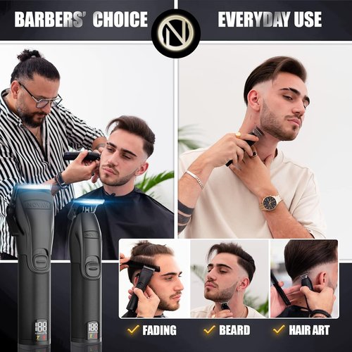 Novah® Professional Hair Clippers - Cordless Barber Clipper & Trimmer Set for Men | Perfect for Fade Haircuts