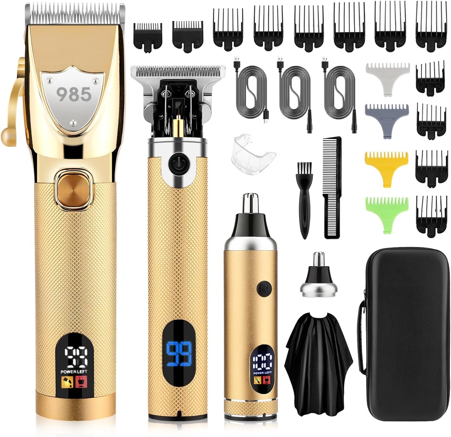 Professional Hair Clippers Hair Trimmer for Men,Beard Trimmer Nose Hair Trimmer Set,Cordless Electric shavers Razor for Men,Barber Clippers T-Blade Trimmer Haircutting Grooming Kit