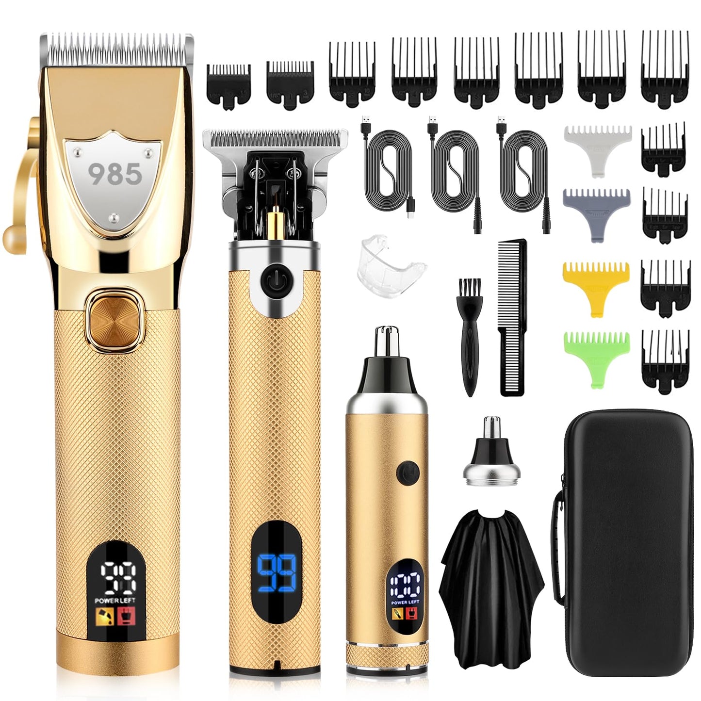 Professional Hair Clippers Hair Trimmer for Men,Beard Trimmer Nose Hair Trimmer Set,Cordless Electric shavers Razor for Men,Barber Clippers T-Blade Trimmer Haircutting Grooming Kit