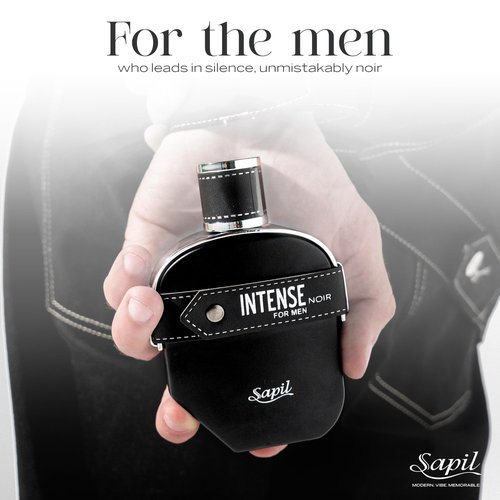 Sapil Intense Noir Eau de Parfum for Men – Long-Lasting Masculine Perfume with Amber, Leather, Patchouli & Musk – Bold Scent with Citrus Notes – 100ml
