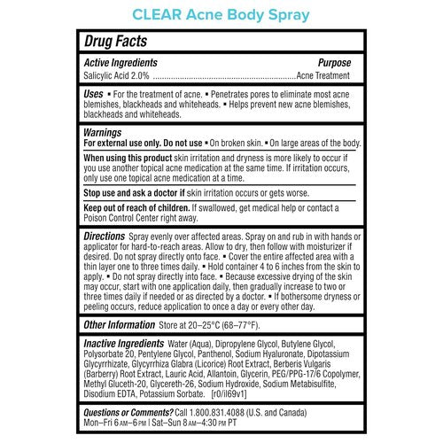 Paula's Choice CLEAR Acne Spray - 2% BHA Salicylic Acid Treatment for Back & Body, 4 Fl Oz