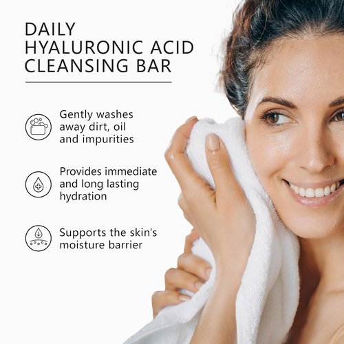 Asterwood Hyaluronic Acid Cleansing Face Soap - Hydrating & Collagen Boosting - Fragrance-Free - 3.5 Oz