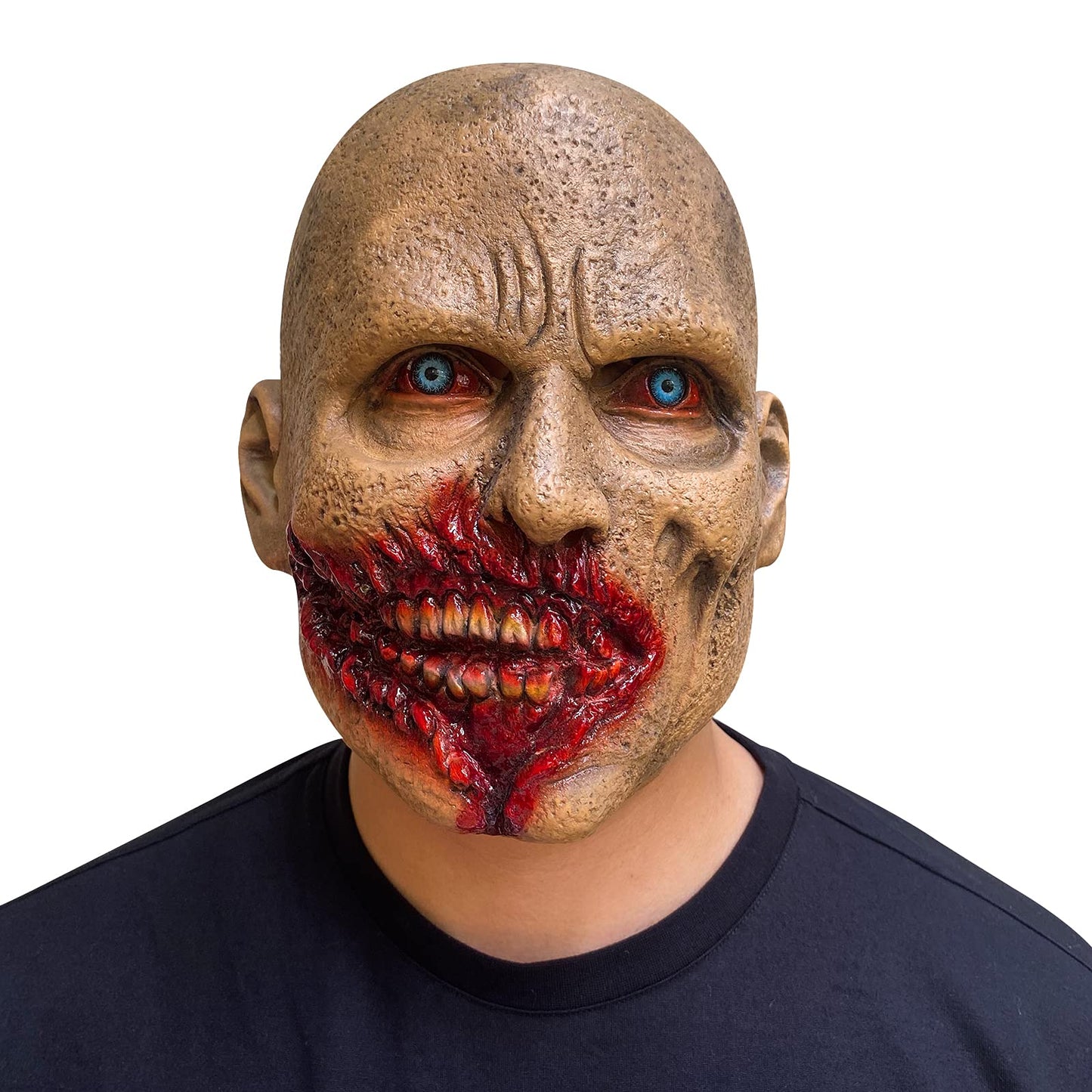 nezababycos Scary Zombie Mask Halloween Horror Dead Monster Costume Creepy Bloody Walking Demon Props for Adult Men Women Latex (B)