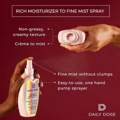 DAILY DOSE Clean Moisture Leave-In Conditioner Spray - Award-Winning Detangler for Dry, Damaged Hair | Vegan & Sulfate-Free