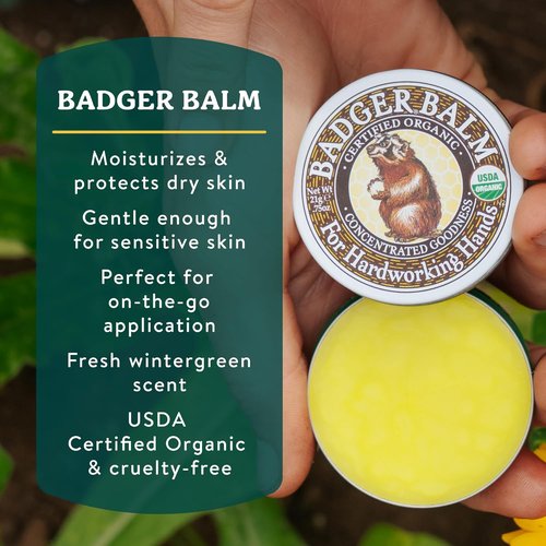 Badger Healing Balm - Organic Hand Cream for Dry, Cracked Skin | Long-Lasting Moisturizer, 2 oz Tin