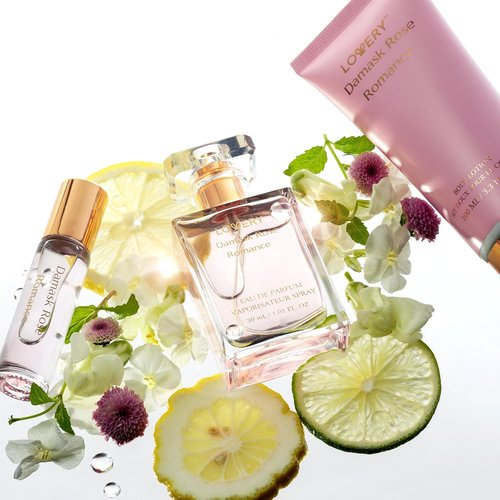 Damask Rose Romance Spa Kit - Luxurious Self-Care Gift Set for Women | Includes Soy Candle, Perfume Roll-On, Body Lotion & Mist