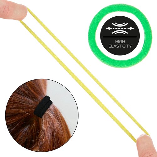 60pc Seamless Hair Ties, No Damage Ponytail Holders - Value Pack Colorful Elastic, Hair Rubber Bands No Damage Hair Ties for Everyday Use