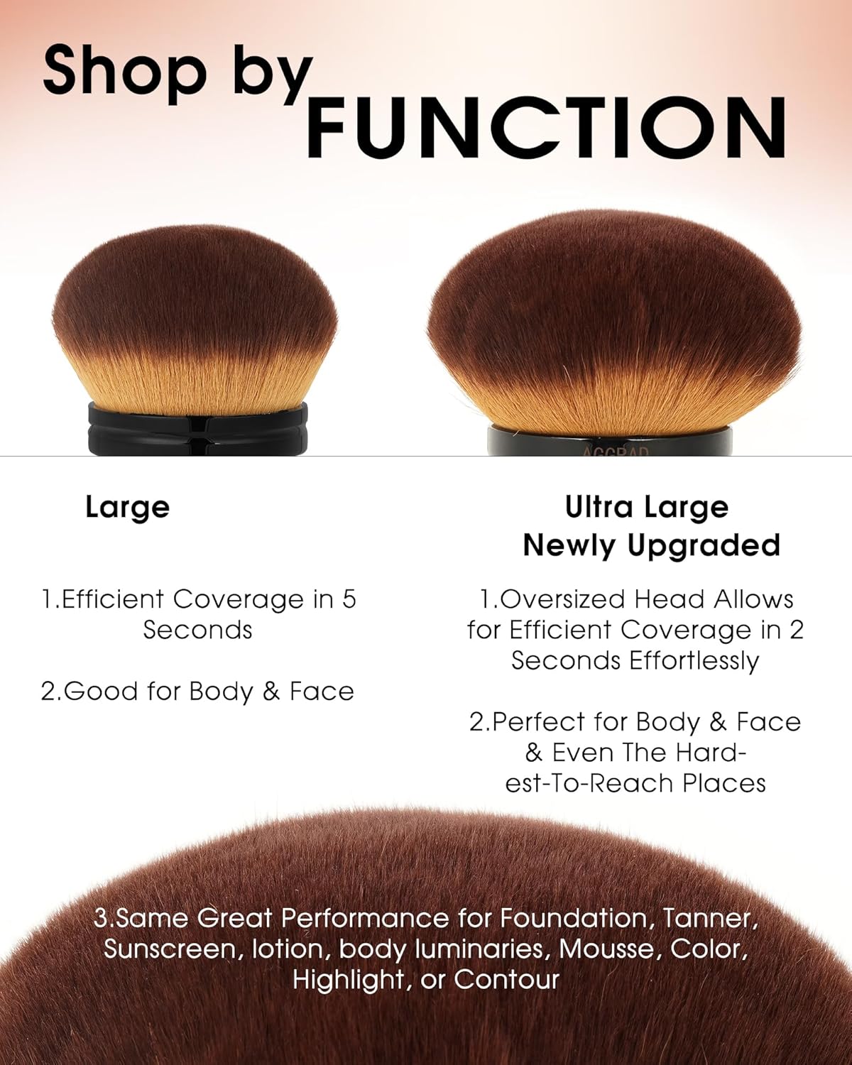 Skiennix Extra Large Kabuki Makeup Brush - Perfect for Self Tanner, Foundation & Lotion Application
