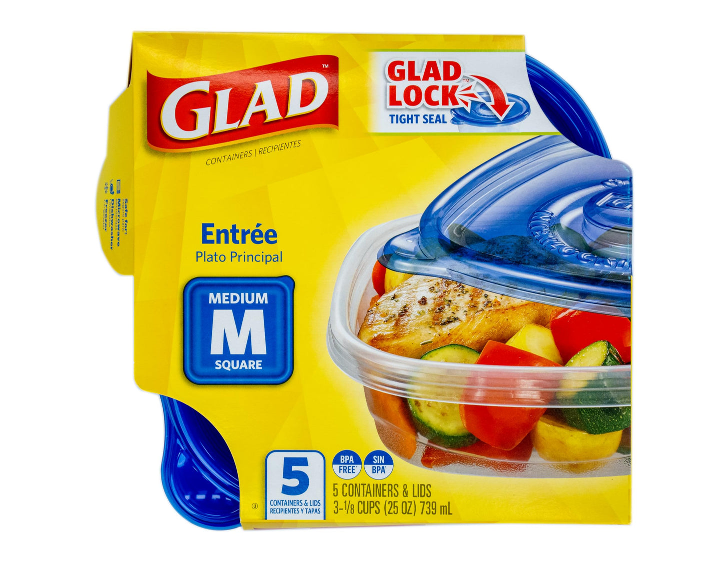 Glad GladWare To Go Snack Food Storage Containers - Medium Round - Meal Container Holds up to 24 Ounces of Food - Lock Tight Seal, 4 Count