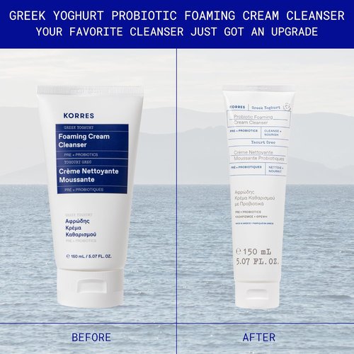 KORRES Greek Yoghurt Foaming Cream Cleanser - Hydrating Makeup Remover for All Skin Types | 5.07 fl oz