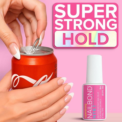 NYK1 NailBond - Super Strong Nail Glue for Press On Nails & Acrylics - Long Lasting, 8ml, Mess-Free Application