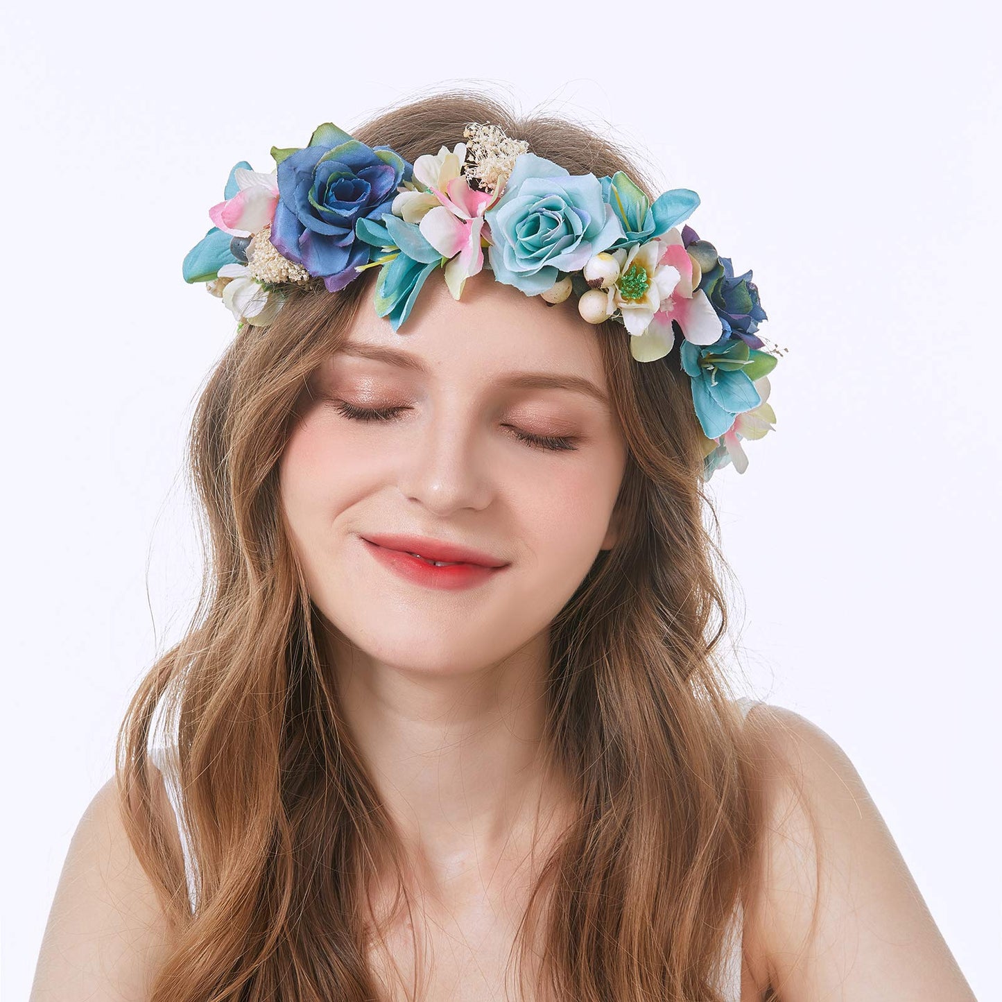 Vivivalue Fairy Flower Crown Woodland Headband Forest Elf Headpiece for Halloween Cosplay Renaissance Wedding Bridal Shower Maternity Shoot