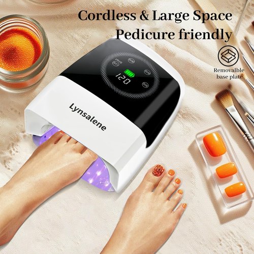 132W UV LED Nail Lamp,Rechargeable UV Light for Gel Nails with 4 Timers & LCD Screen,Prefsssional LED Nail Lamp Nail Dryer Fast Curing for Salon & Home Use