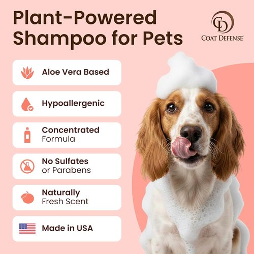 Coat Defense Sensitive Skin Dog Shampoo - Hypoallergenic Formula for Allergies & Itching | 8 oz Concentrate