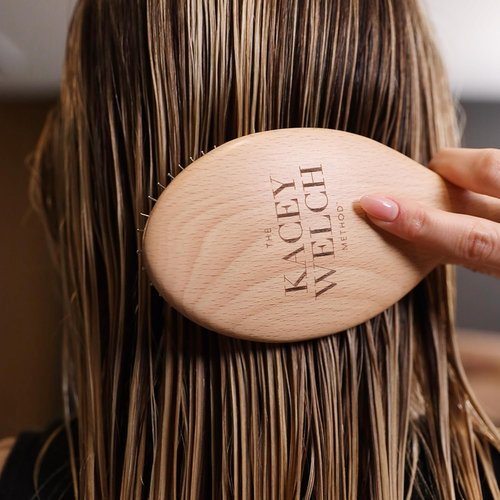 Kacey Welch Hair Brush - Gentle Detangling with Metal-Tipped Bristles | Natural Bamboo, All Hair Types