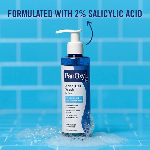 PanOxyl Acne Gel Wash - 2% Salicylic Acid with Blue Algae & Aloe Vera - 6.5oz for Clearer Skin