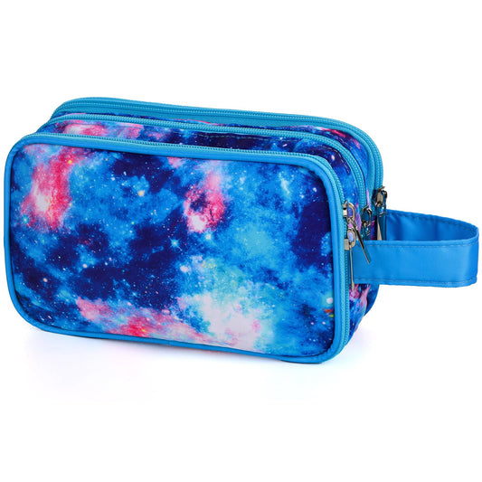 Vipdeal Galaxy Toiletry Bag for Girls, Travel Toiletry Bag for Teen Girls Cosmetic Bag Makeup Bag Waterproof Hanging Wash Bag Toiletries, Blue