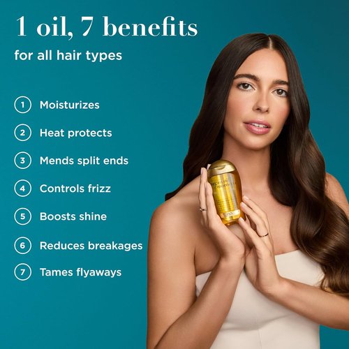 OGX Renewing Argan Oil of Morocco - Cold-Pressed Hair Treatment & Shine Oil for All Hair Types, 3.3 fl oz