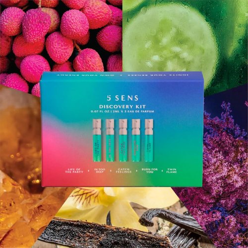 5 SENS Discovery Kit - Eau de Parfum Travel Spray Set | Clean, Long-Lasting Vegan Fragrances - 2 mL Each
